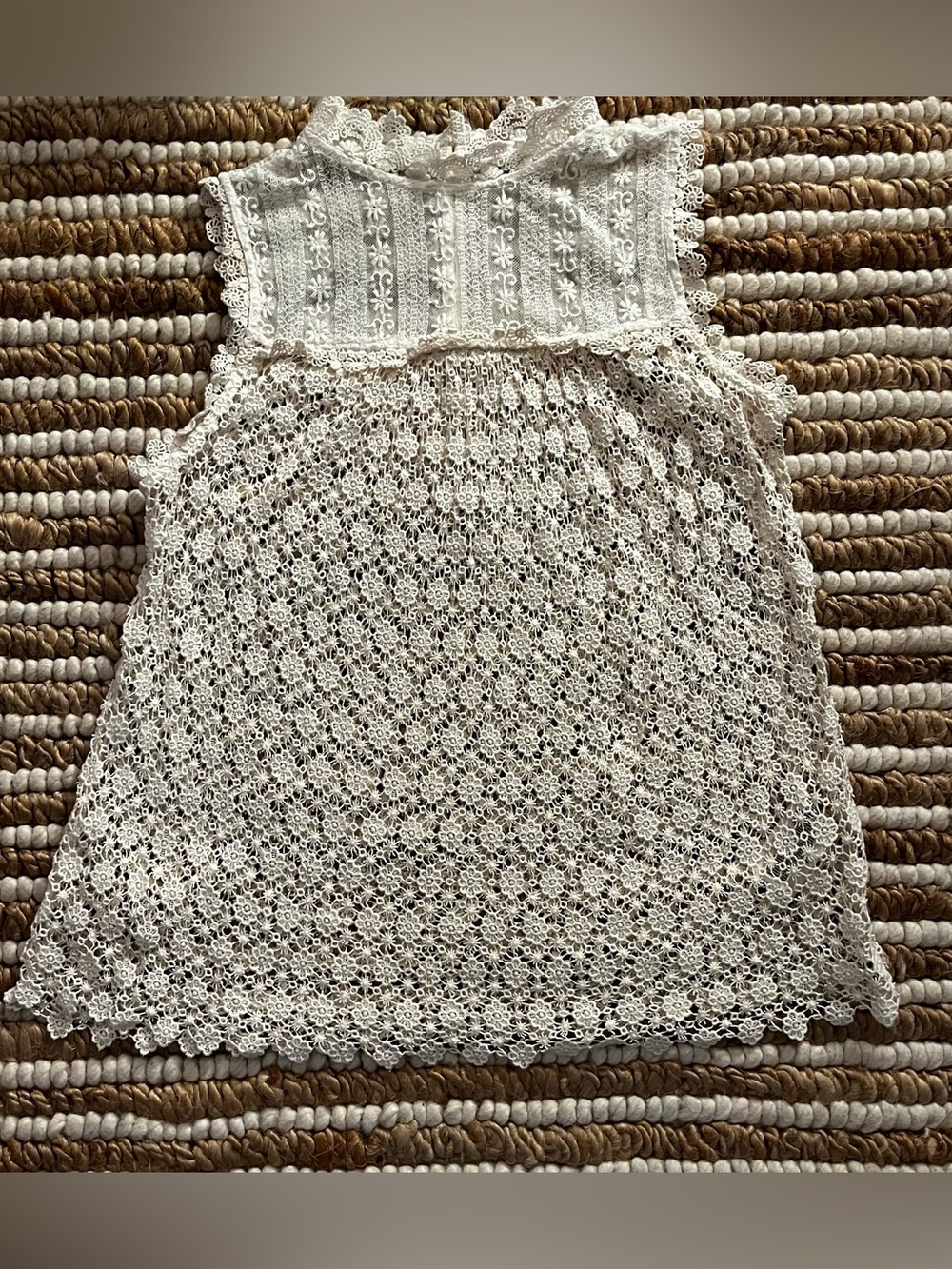 Lilis Closet for Anthropologie Lace Crochet Sleeveless High neck Top - Ivory